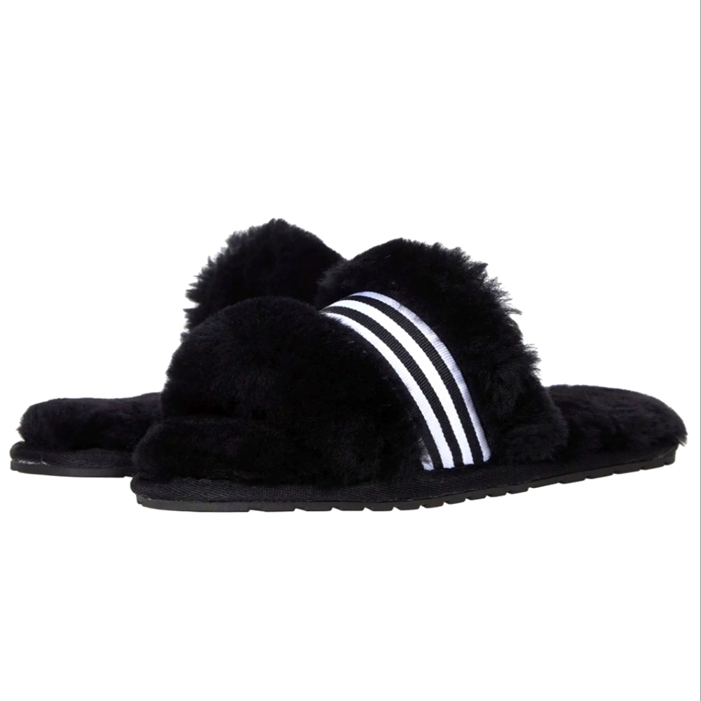 Emu Australia Black Sheepskin Wrenlette Slipper Slides Wmn sz 6